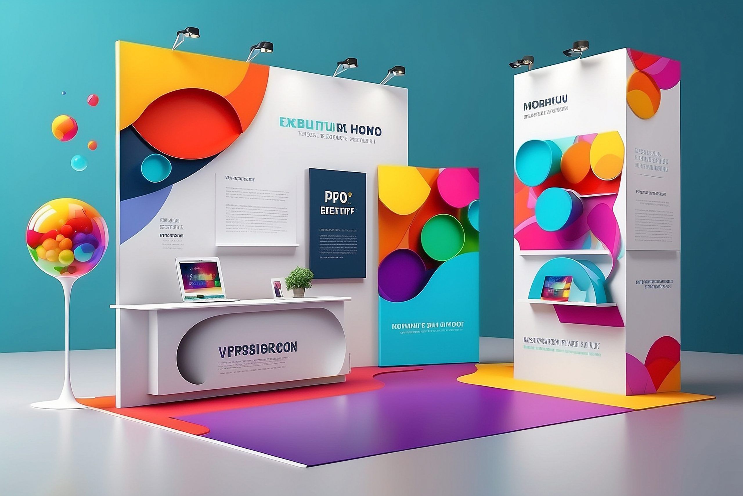 Exhibition stand mock-up design with templates for business Pris